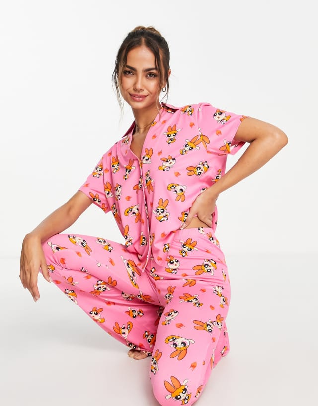 Power Puff Girls Blossom kickflare pajama set in pink