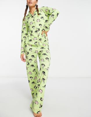 Power Puff Girls Buttercup long pajama set in green