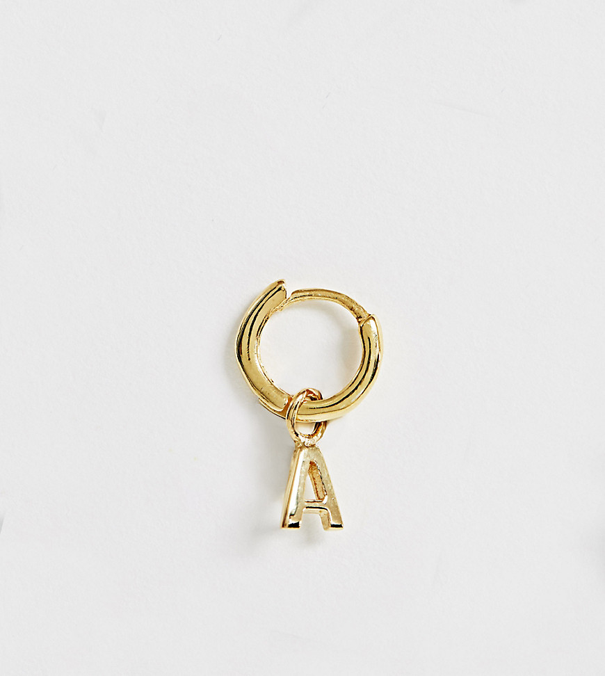 фото Позолоченная серебряная серьга-кольцо со съемной подвеской-инициалом "a" asos design-золотой