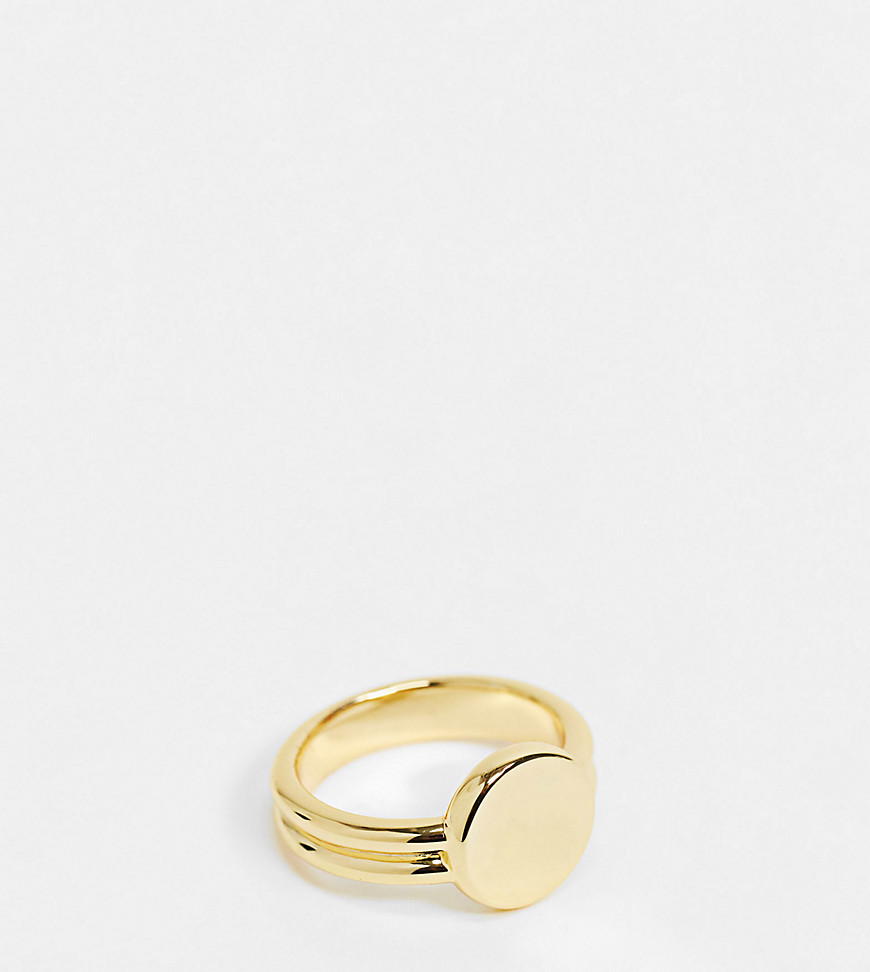 Позолоченное кольцо с двойным ободком и драгоценным камнем House of Freedom-Золотой