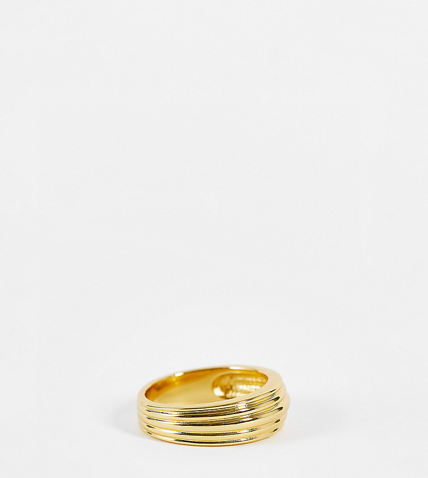 фото Позолоченное кольцо с рельефными полосками orelia-золотистый