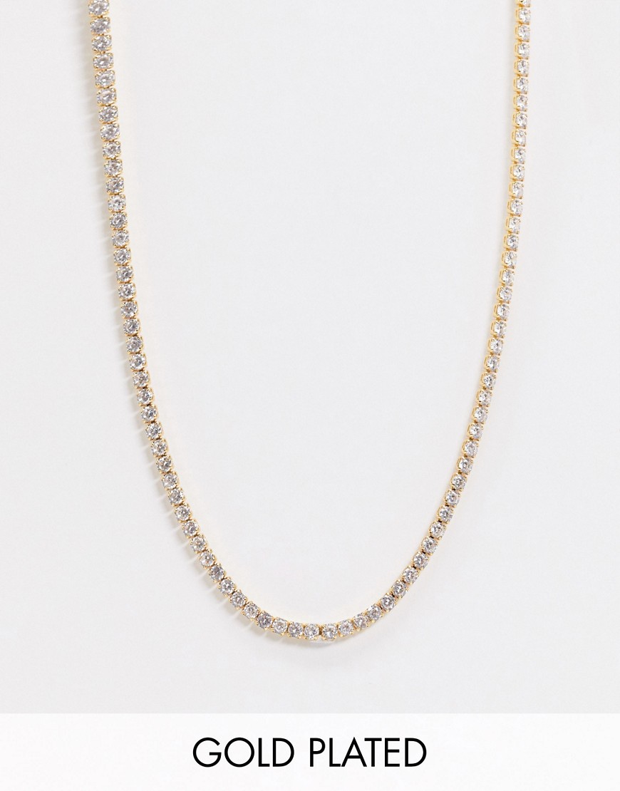 фото Позолоченное ожерелье с фианитами asos design-золотой
