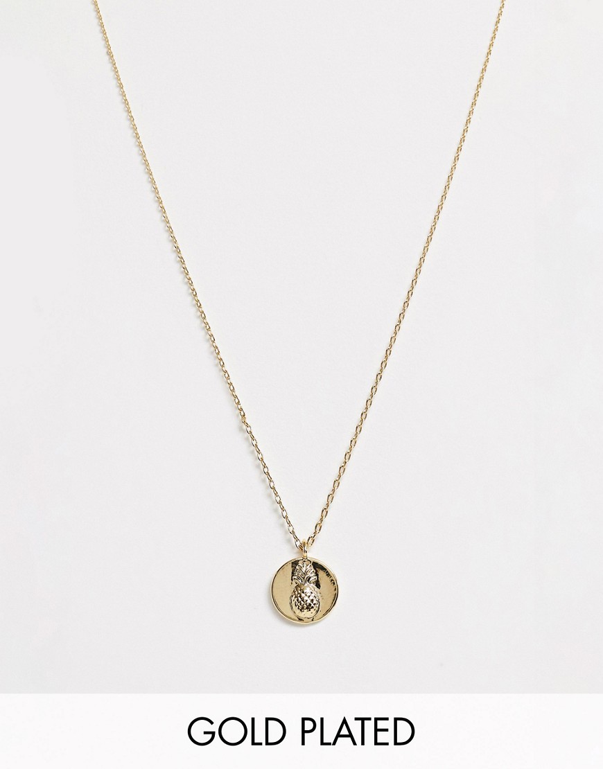 фото Позолоченное ожерелье с подвеской-ананасом orelia-золотой