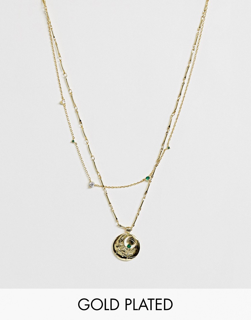 фото Позолоченное ожерелье с подвеской и камнем для родившихся в мае wanderlust & co - may birthstone-золотой