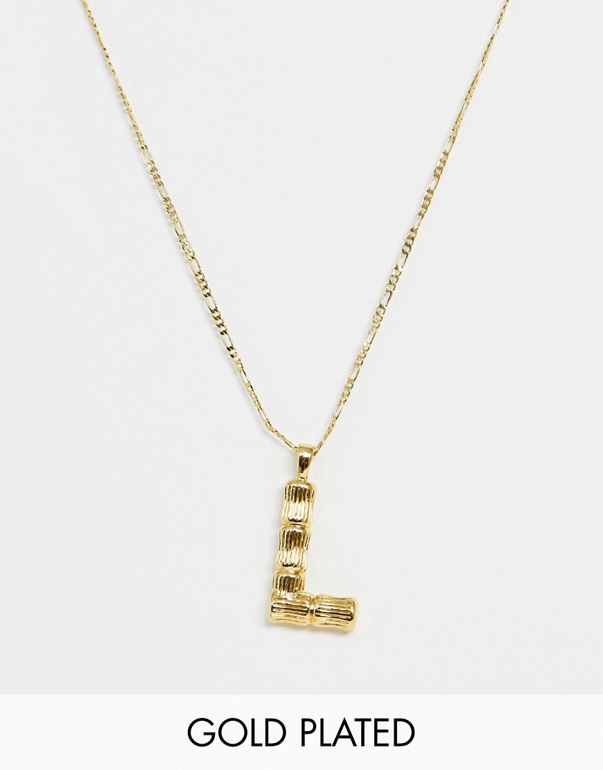 фото Позолоченное ожерелье с подвеской в виде буквы \"l\" в винтажном стиле asos design-золотой