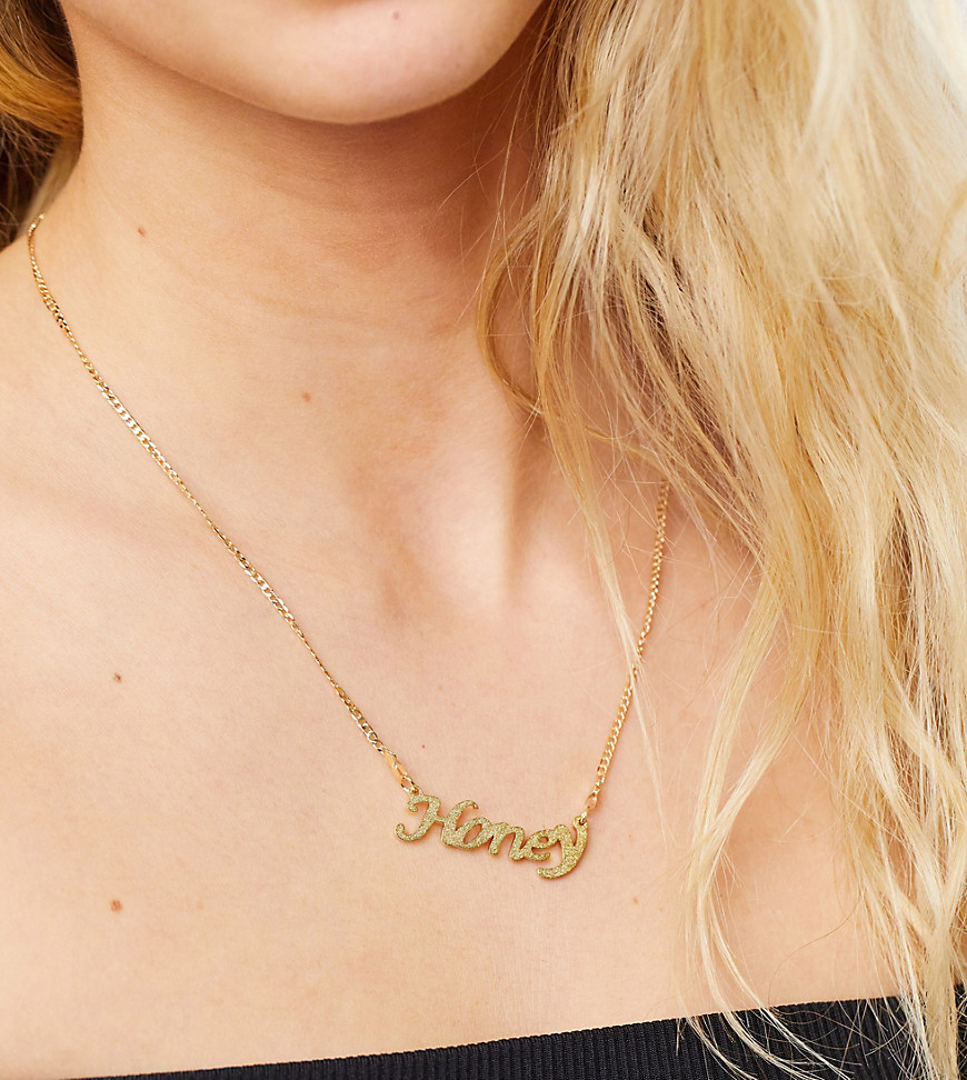 фото Позолоченное ожерелье с подвеской в виде надписи "honey" image gang-золотистый