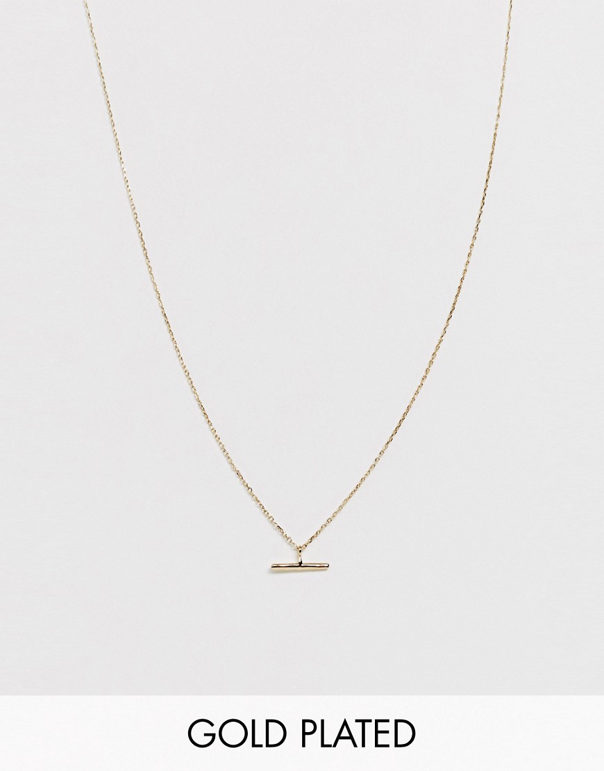 фото Позолоченное ожерелье с т-образной подвеской orelia-золотой