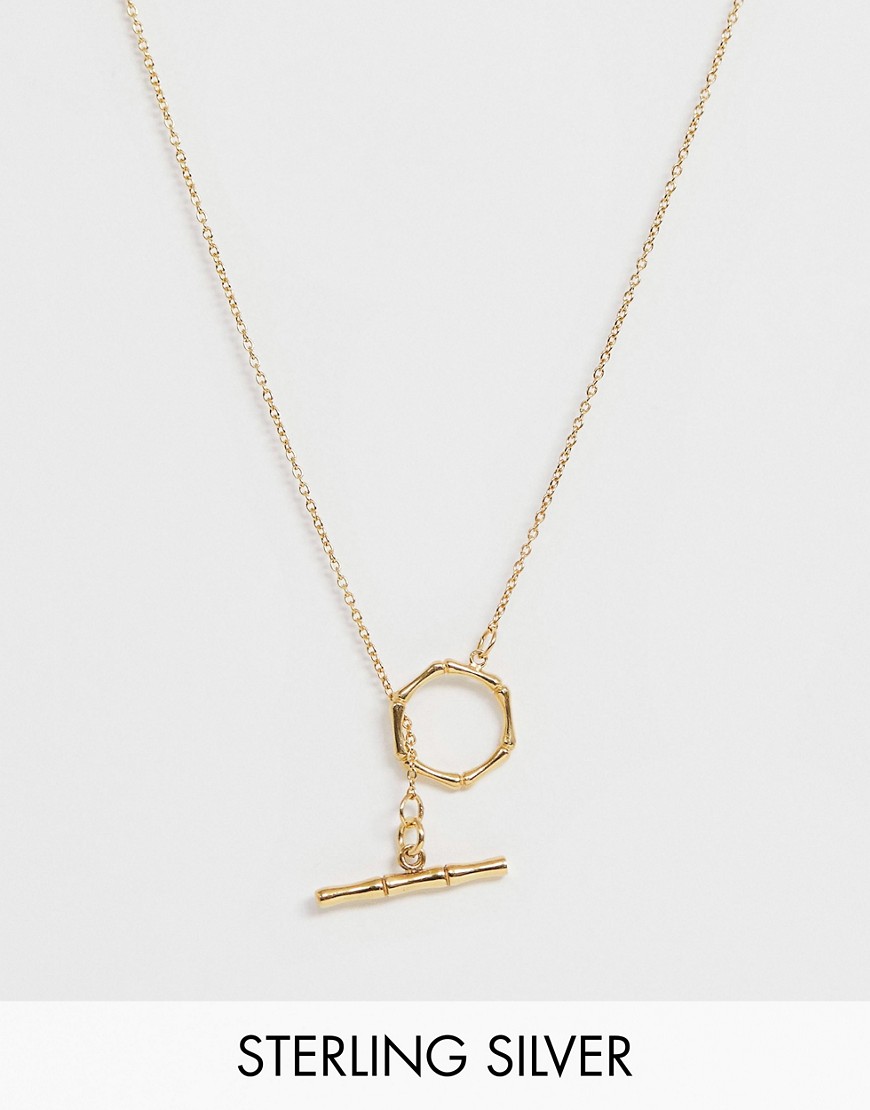 фото Позолоченное серебряное ожерелье с кольцом asos design-золотой