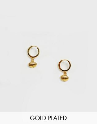 фото Позолоченные серьги-кольца orelia-золотой