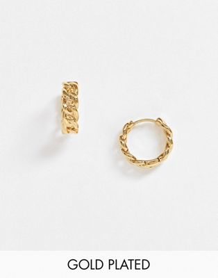 фото Позолоченные серьги-кольца с дизайном в виде цепочек orelia-золотой