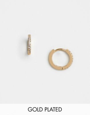 фото Позолоченные серьги-кольца с камнями orelia-золотой