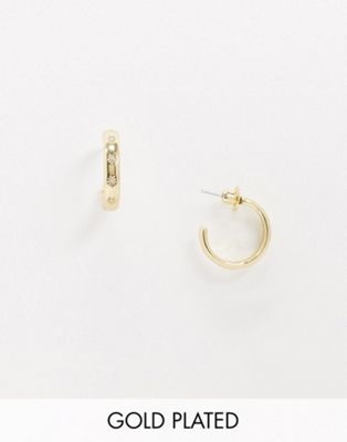 фото Позолоченные серьги-кольца с тиснеными звездами house of freedom by topshop-золотой