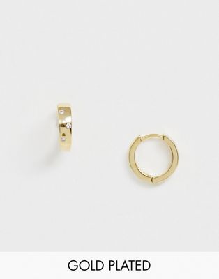 фото Позолоченные серьги-кольца со стразами orelia-золотой