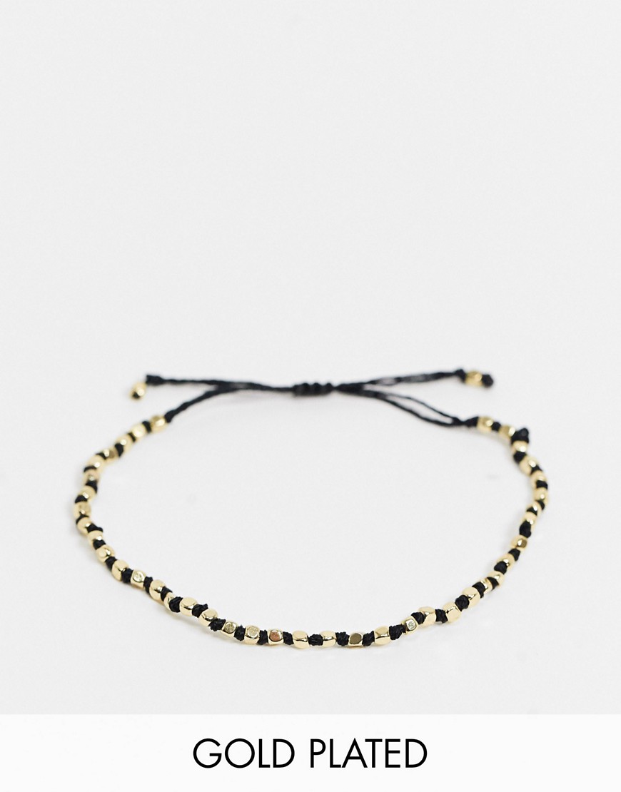 фото Позолоченный браслет с черным шнурком pilgrim-золотистый
