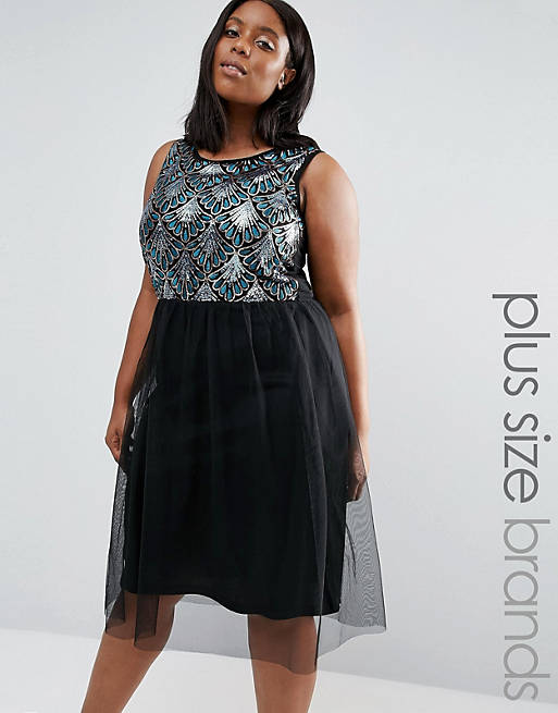 Praslin Plus Embellished Top Dress With Tulle Skirt