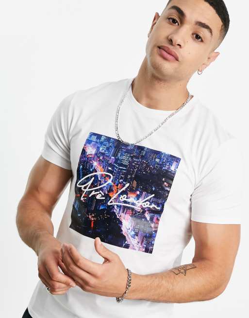 Pre London – Biały T-shirt z nadrukiem miasta w ramce, 3 z 4