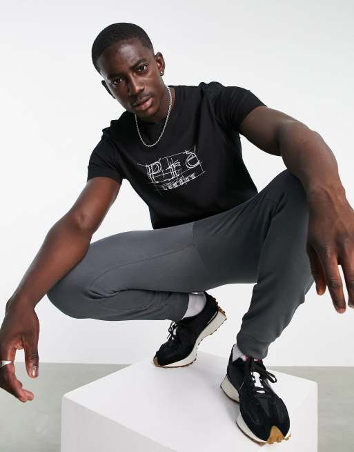 Prè London - Blue - T-shirt met logoprint in zwart