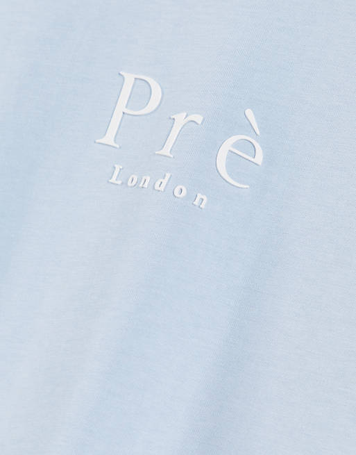 Men Pre London forno neck logo t-shirt in blue 