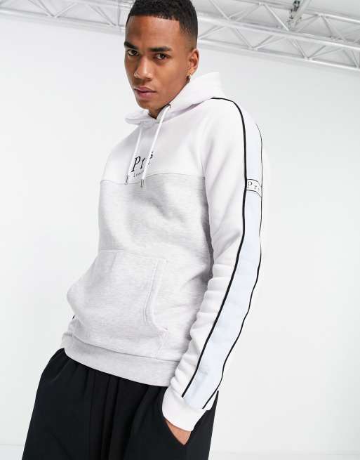 Pr London peturo contrast hoodie in gray heather