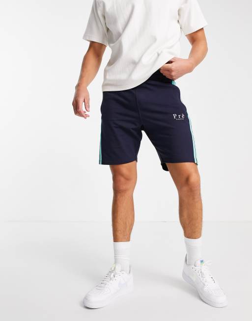 Pre London - Short met gestreept kleurvlak in marineblauw