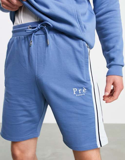 Prè London - Short style universitaire à bande color block - Bleu