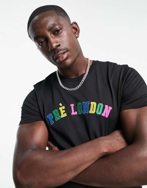 Pre London - Sort T-shirt med uni-tekst