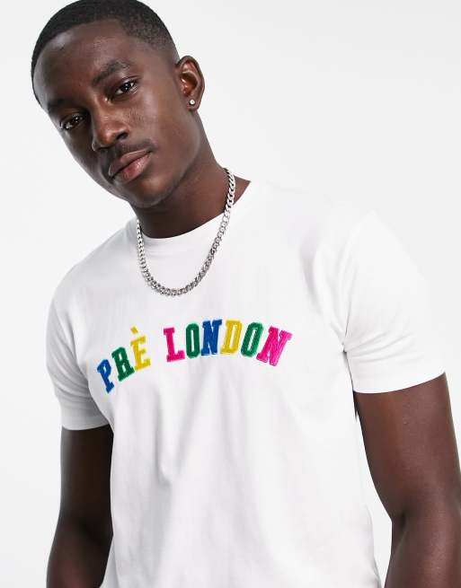Prè London – T-Shirt in Weiß mit Schriftzug im Uni-Design, 3 von 4