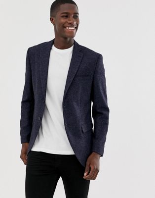 Premium blazer med smal pasform i uld med tekstur fra Jack & Jones-Grå