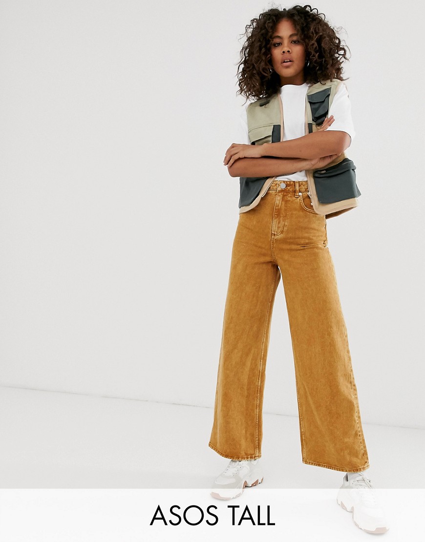 фото Премиум-джинсы горчичного цвета с широкими штанинами asos design tall-желтый asos tall