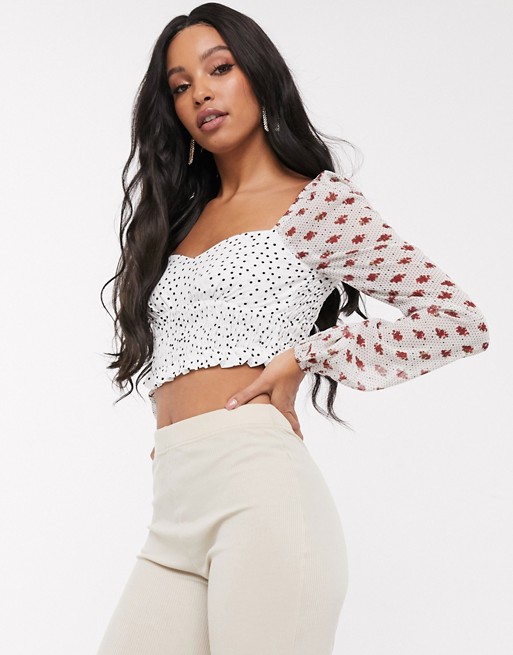 Pretty Darling mix and match shirred crop top