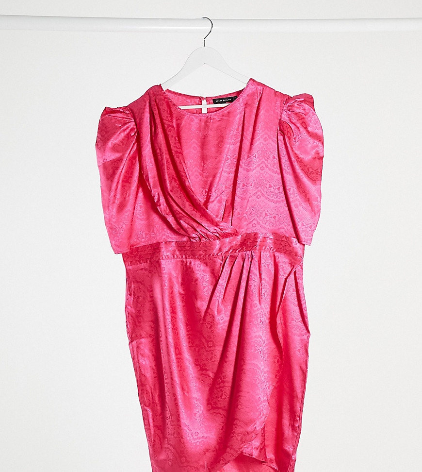 Pretty Darling Plus - Midi-jurk met drapering in fuschia-Roze
