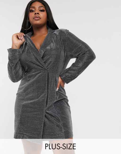 Pretty Darling Plus - Robe blazer scintillante à épaulettes