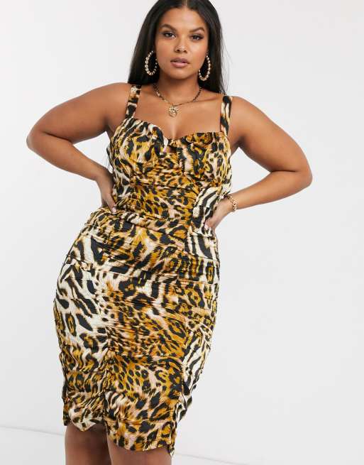 Plus size leopard print bodycon outlet dress