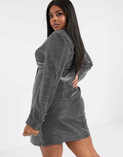 Pretty Darling Plus sparkly shoulder pad blazer dress, 2 of 4