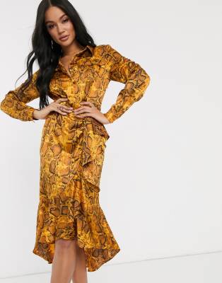 yellow snake print dress