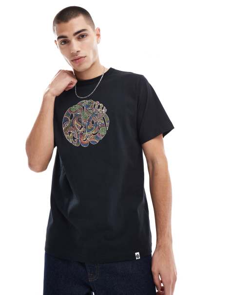 Pretty Green 15th anniversary paisley logo t-shirt in black