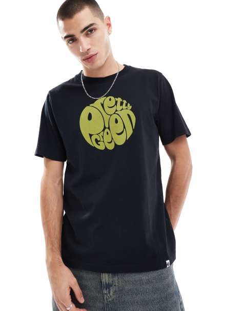 Pretty Green 15th anniversary gillespie logo t-shirt in black