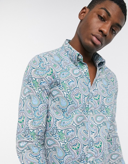 Pretty Green all over paisley print shirt in blue
