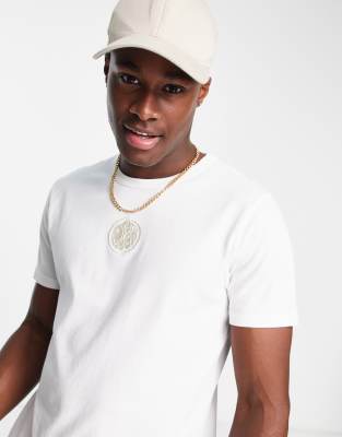 Pretty Green Pretty Green altair embroidered logo t-shirt in white