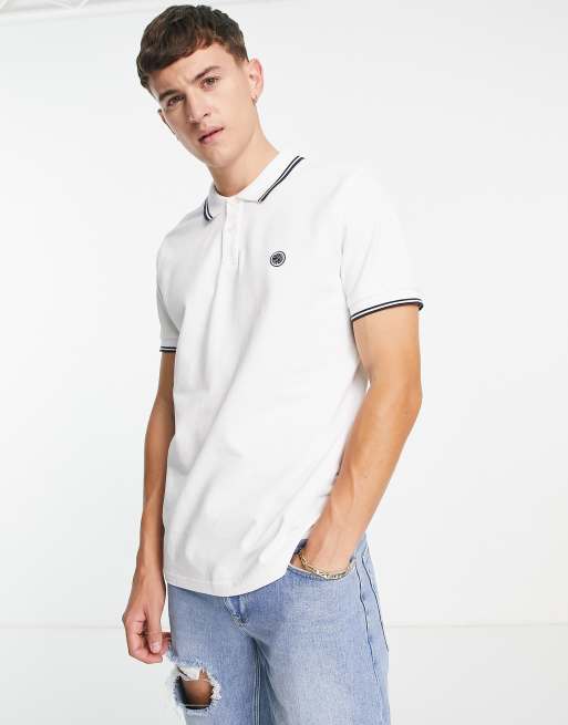 Pretty Green - Barton - Hvid polo med kantdetaljer og logo i piqu, 2 af 4