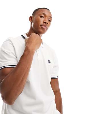 Shop Pretty Green Barton Tipped Polo Shirt In White