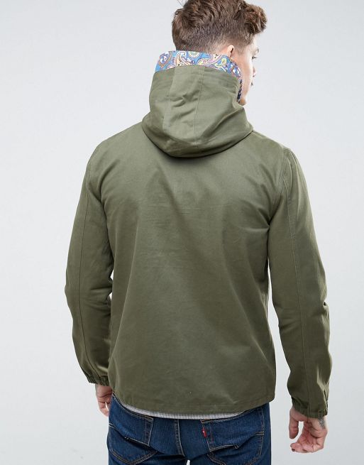 Pretty Green Beckford Jacket with Printed Paisley Hood in Green | ASOS