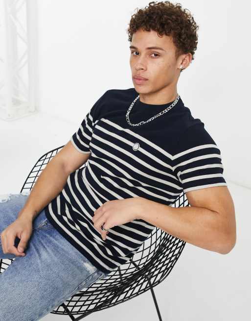 Pretty Green Breton T Shirt in Navy mit Streifen ASOS