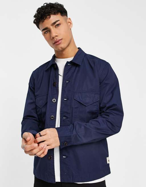 Pretty Green connor overshirt in navy | ASOS