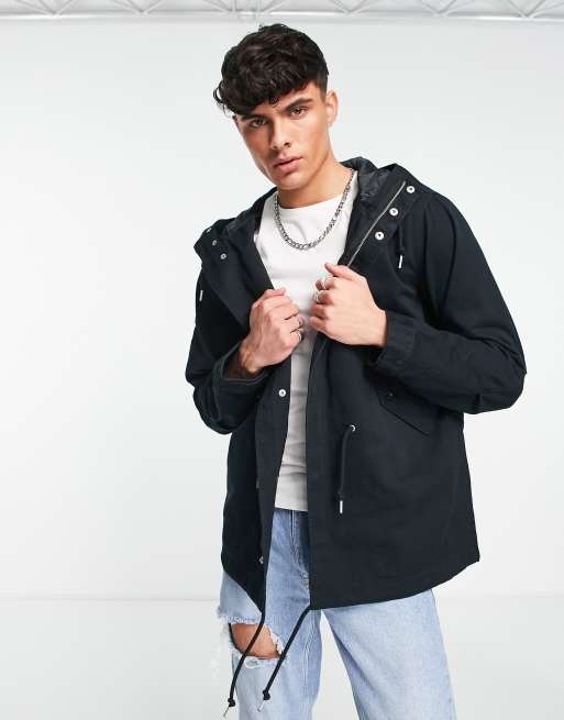 Pretty Green cooper short parka jacket in black | ASOS