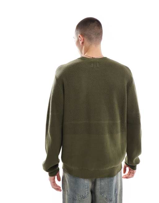 Pretty Green crew neck knit jumper in khaki