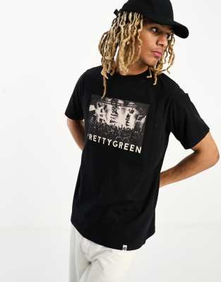 Pretty Green Pretty Green crowd polo t-shirt in black