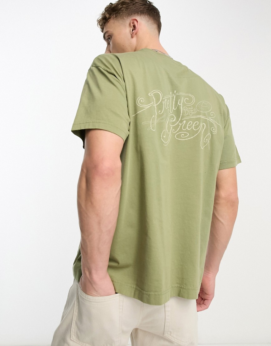 Cymbal relaxed fit t-shirt in khaki with back print