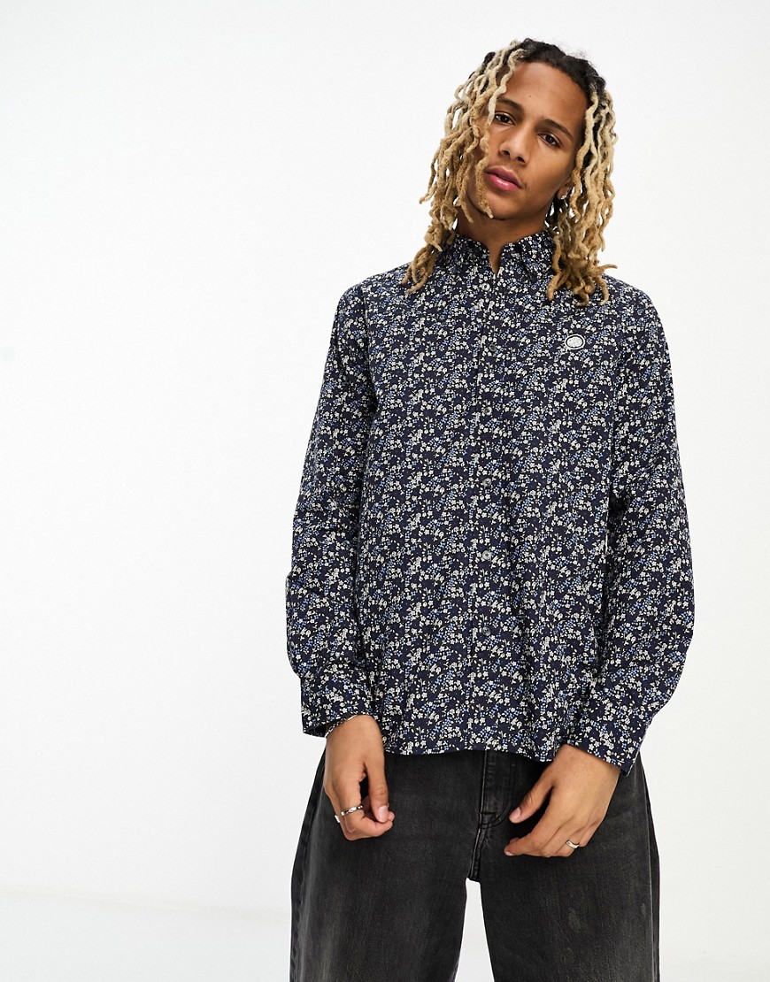 Pretty Green ditsy floral shirt in navy