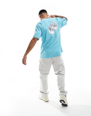 ECCY back print relaxed fit t-shirt in teal-Blue